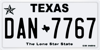 TX license plate DAN7767
