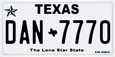 TX license plate DAN7770