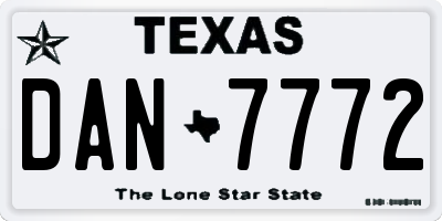 TX license plate DAN7772