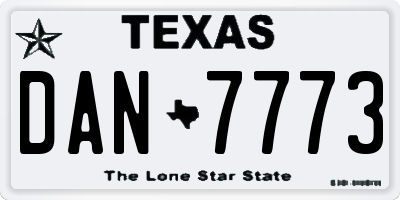 TX license plate DAN7773
