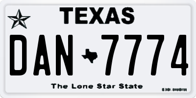 TX license plate DAN7774