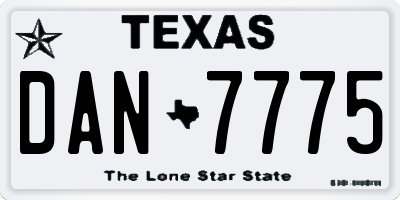 TX license plate DAN7775