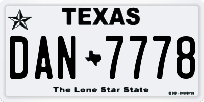 TX license plate DAN7778
