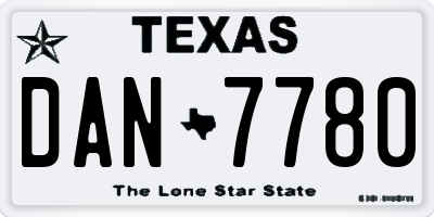 TX license plate DAN7780