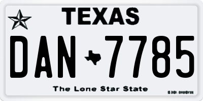 TX license plate DAN7785