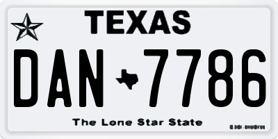 TX license plate DAN7786