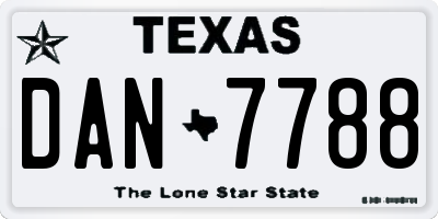 TX license plate DAN7788