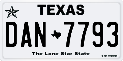 TX license plate DAN7793
