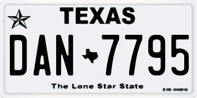 TX license plate DAN7795