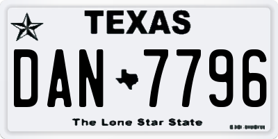 TX license plate DAN7796
