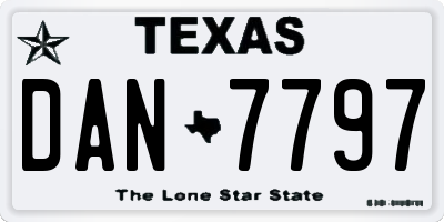 TX license plate DAN7797