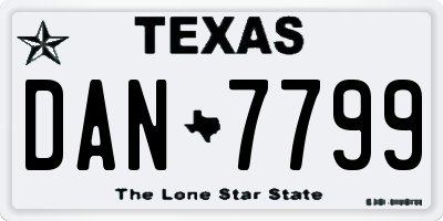 TX license plate DAN7799