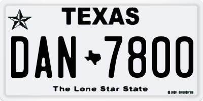 TX license plate DAN7800