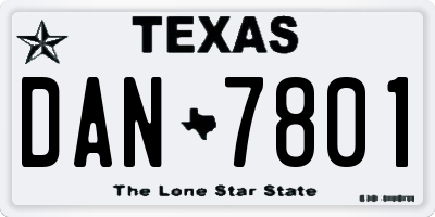 TX license plate DAN7801