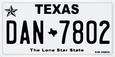 TX license plate DAN7802