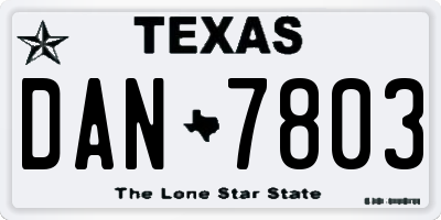 TX license plate DAN7803