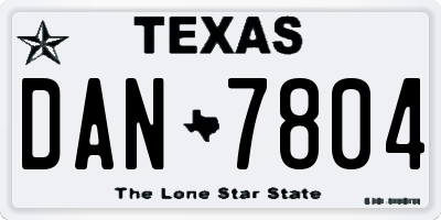 TX license plate DAN7804