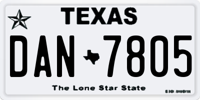TX license plate DAN7805