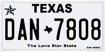 TX license plate DAN7808