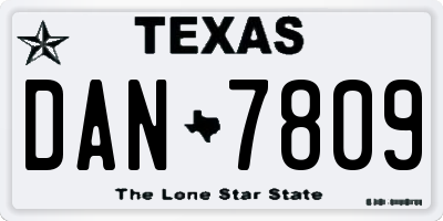 TX license plate DAN7809