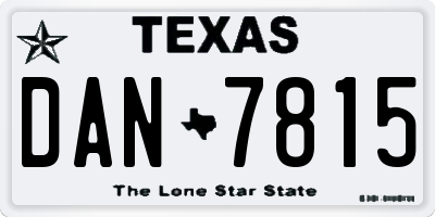 TX license plate DAN7815