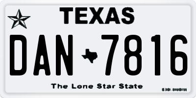 TX license plate DAN7816