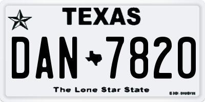 TX license plate DAN7820