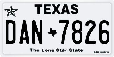 TX license plate DAN7826