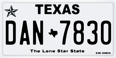 TX license plate DAN7830