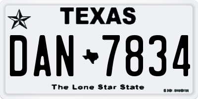 TX license plate DAN7834
