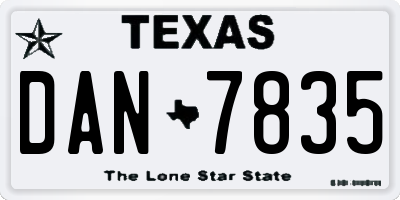 TX license plate DAN7835