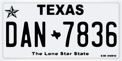 TX license plate DAN7836