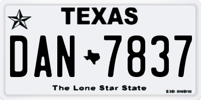 TX license plate DAN7837