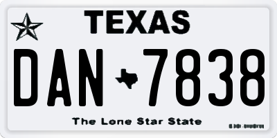 TX license plate DAN7838