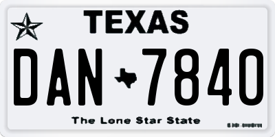 TX license plate DAN7840