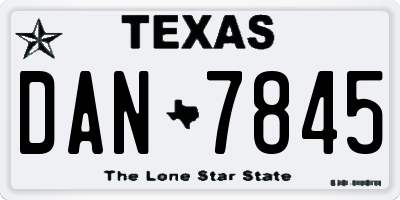 TX license plate DAN7845