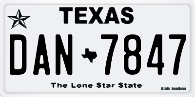 TX license plate DAN7847