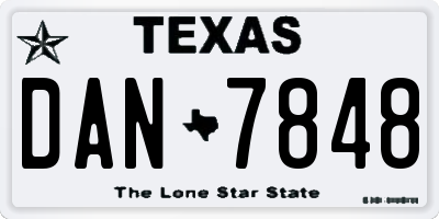 TX license plate DAN7848