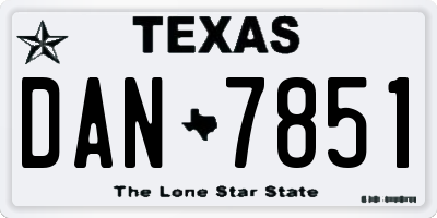 TX license plate DAN7851
