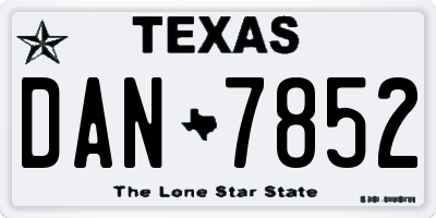 TX license plate DAN7852