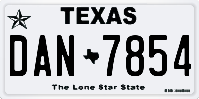 TX license plate DAN7854