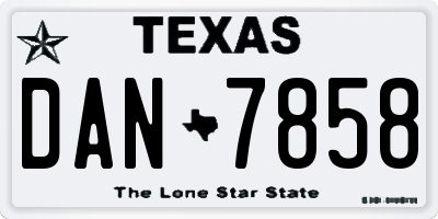 TX license plate DAN7858