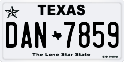 TX license plate DAN7859