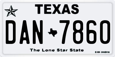 TX license plate DAN7860