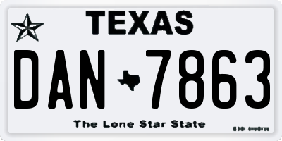 TX license plate DAN7863