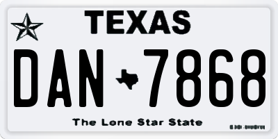 TX license plate DAN7868