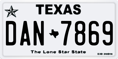 TX license plate DAN7869