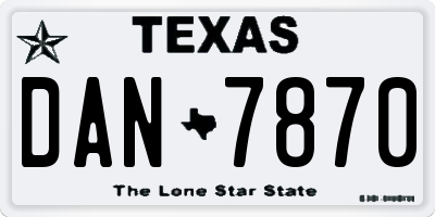 TX license plate DAN7870