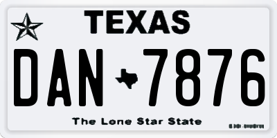 TX license plate DAN7876