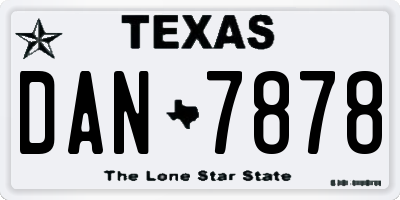 TX license plate DAN7878